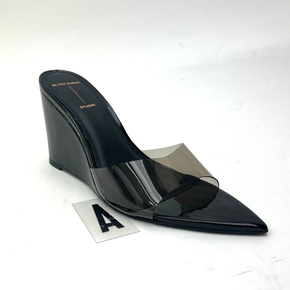 BLACK SUEDE STUDIO Octavia Wedge Sandal sz 9.5